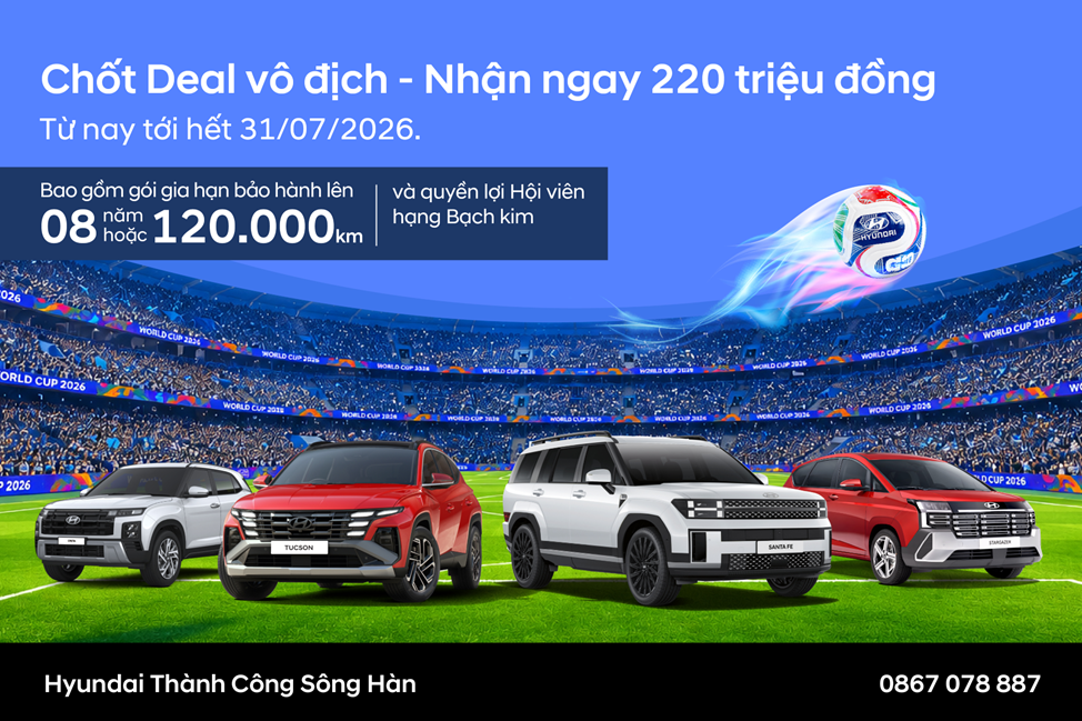 Khuyến Mãi Hyundai Tháng 7/2026: Ưu Đãi Lên Đến 220 Triệu Đồng Tại Hyundai Sông Hàn